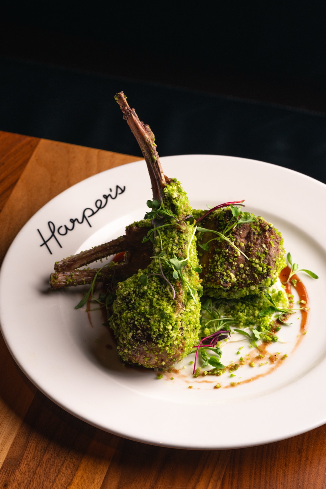 Herb-crusted lamb chops, Harper's Nashville