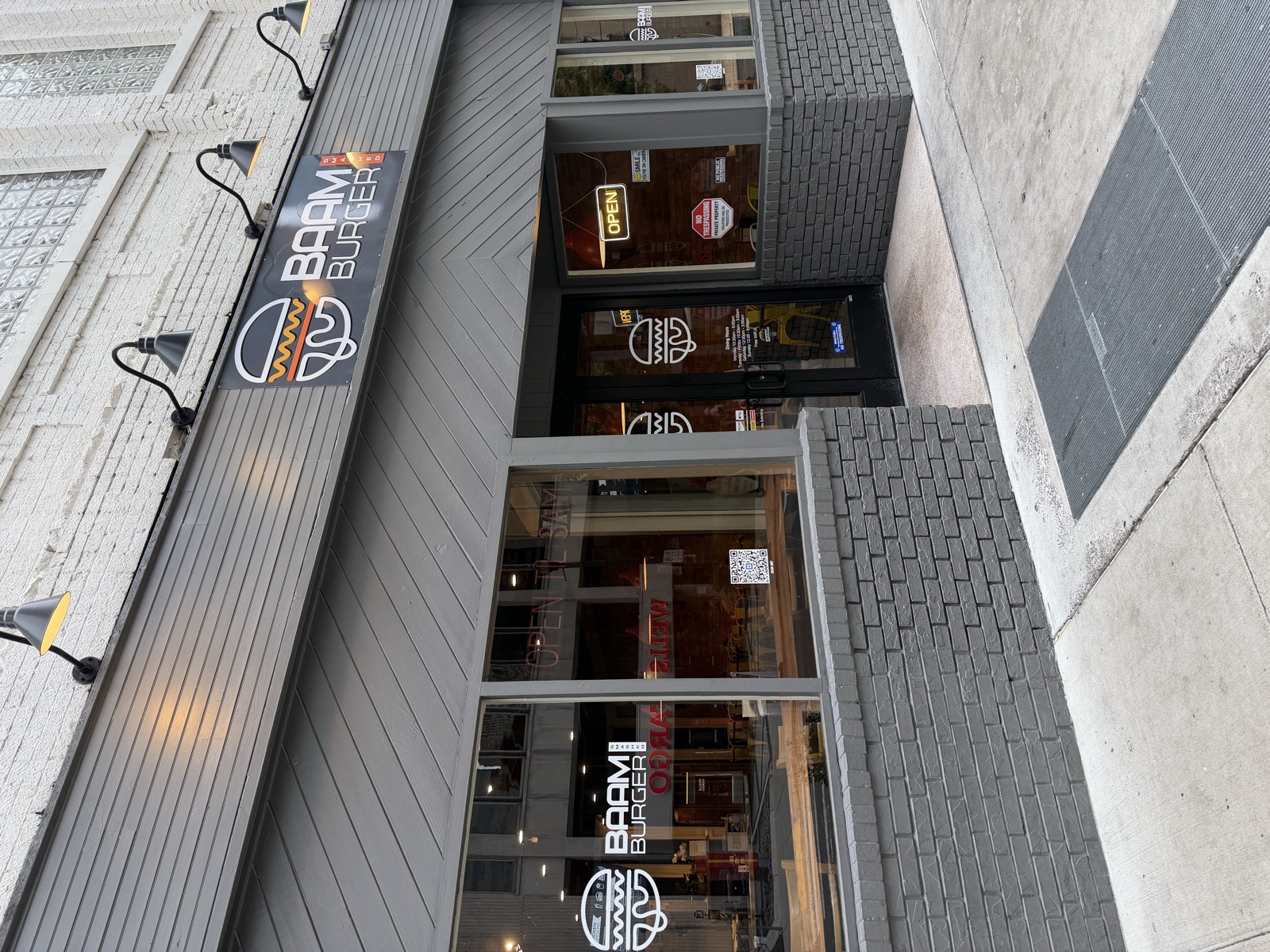 Baam Burger storefront sign, The Arcade, downtown Nashville