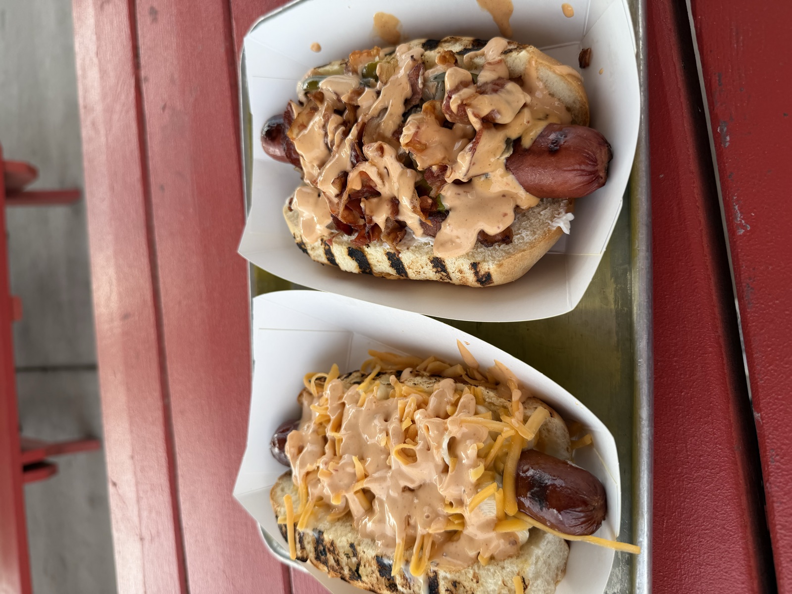 Sam's order: the Mac Daddy and the Big Daddy hot dogs, Daddy's Dogs