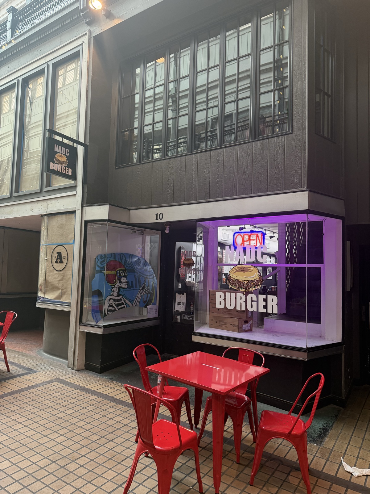 NADC Burger storefront inside The Arcade, downtown Nashville