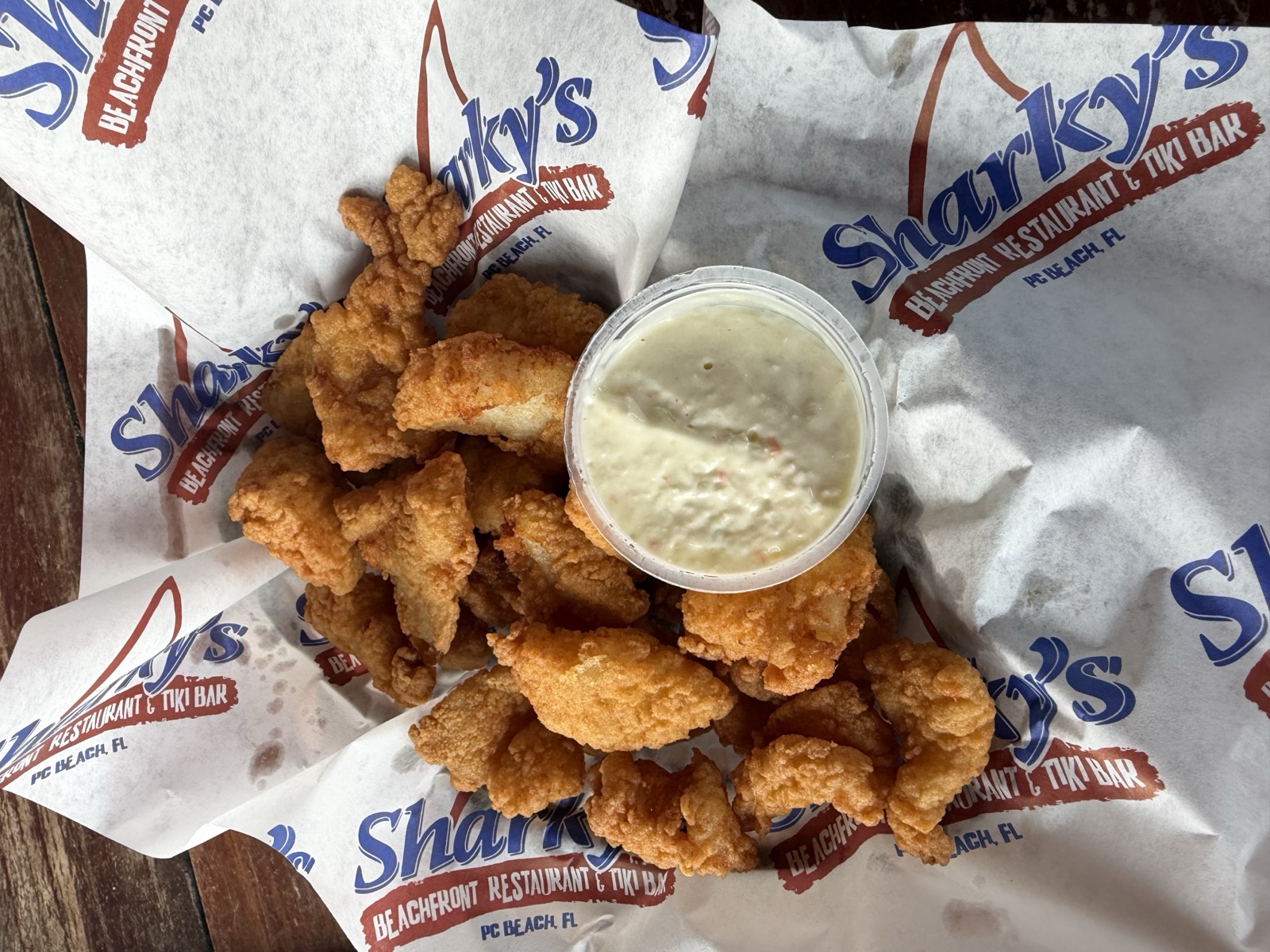 Sam's order: Shark Bites with tartar sauce, Sharky's Panama City Beach