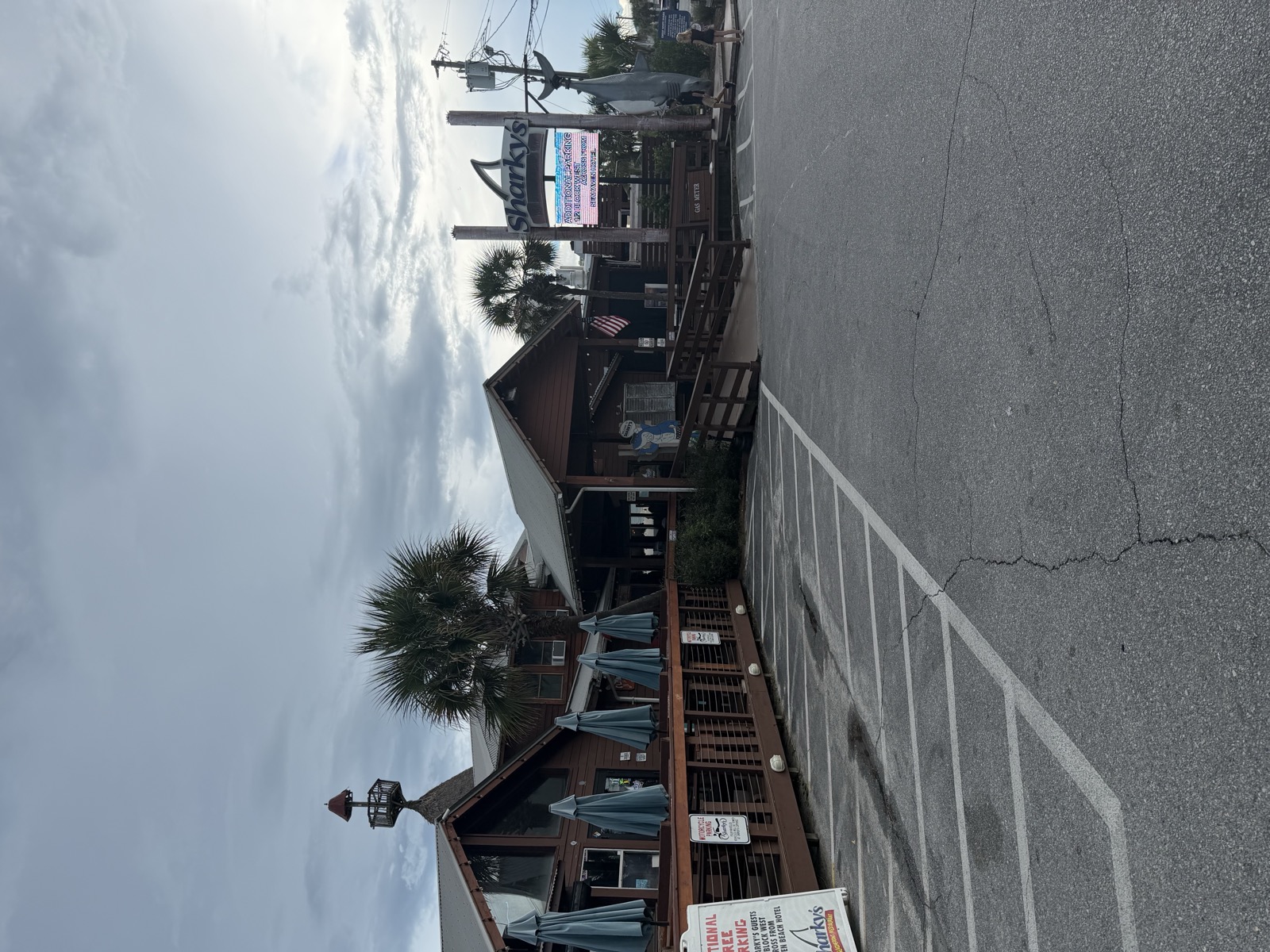 Sharky's Beachfront Restaurant sign and entrance, Panama City Beach