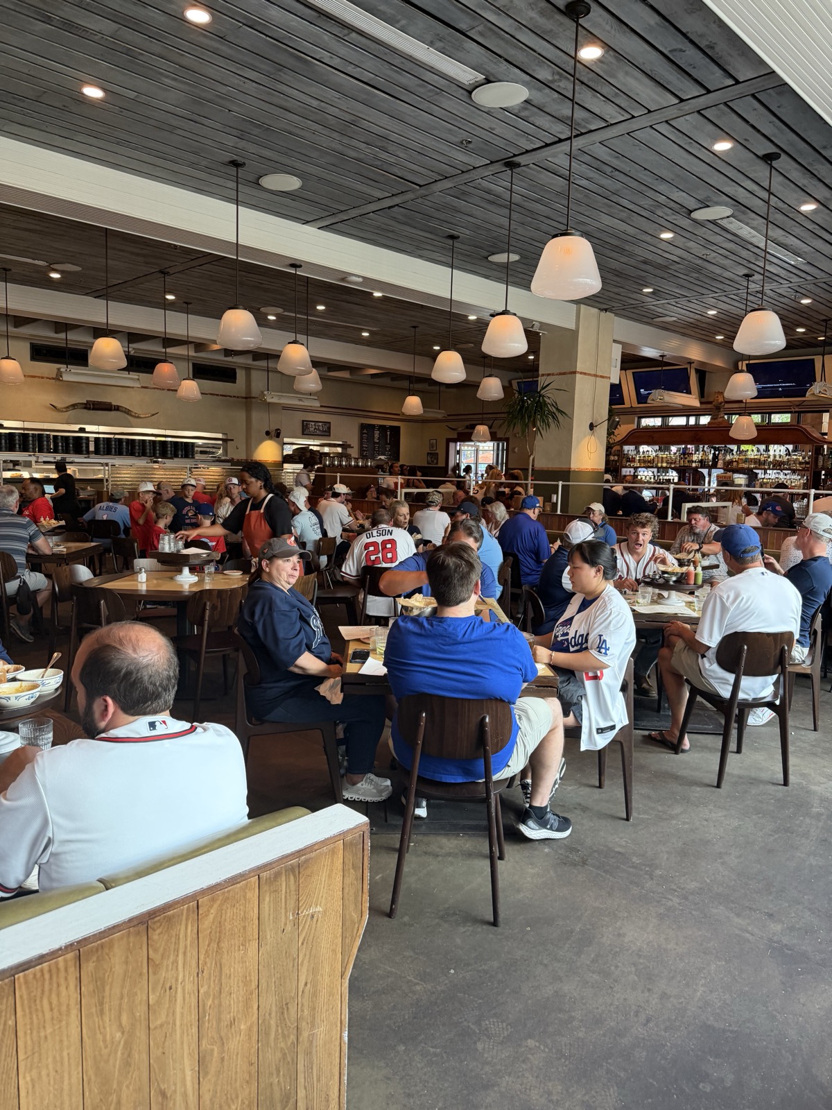 Inside Superica, packed dining room on a Braves game day